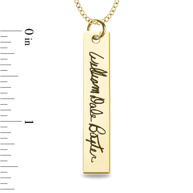 Bar Pendant with Handwriting Engraving in 10k Rose Gold image number null